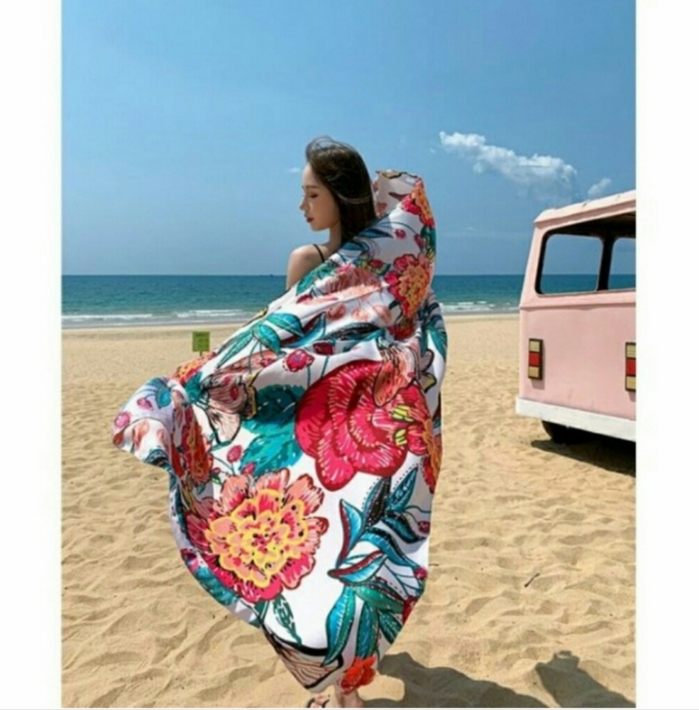 Floral Print Sarong Scarf Shawl Wrap Swim Cover Up
